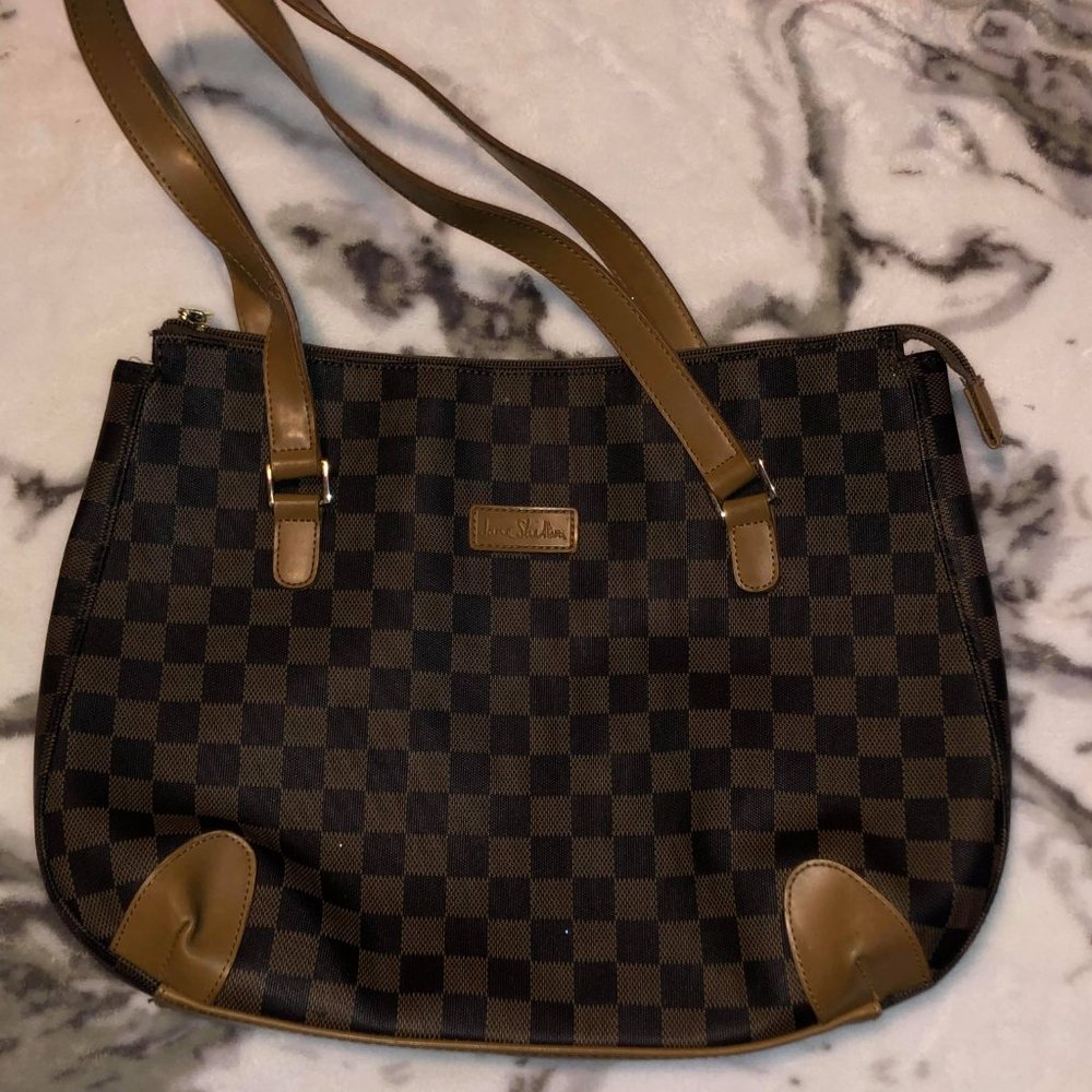 Jane Hilton Checkered louis Vuitton look alike bag